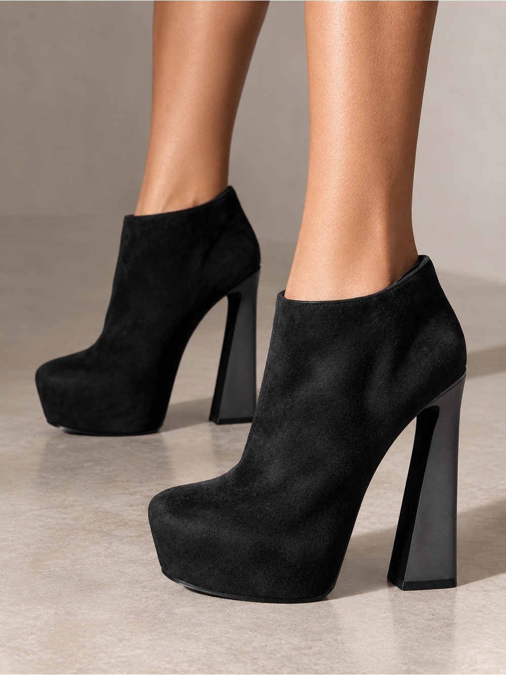 Giuseppe Zanotti Black Suede Platform Booties Sculptural Heel